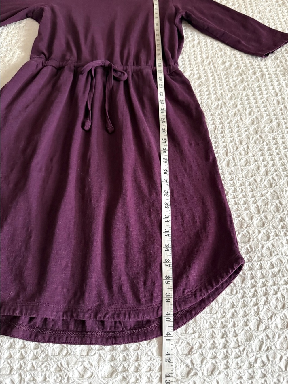 Pact Organic Tie Waist Dress Cotton Slub Purple Womens M Pockets 3/4 Sleeve Soft - Picture 11 of 12